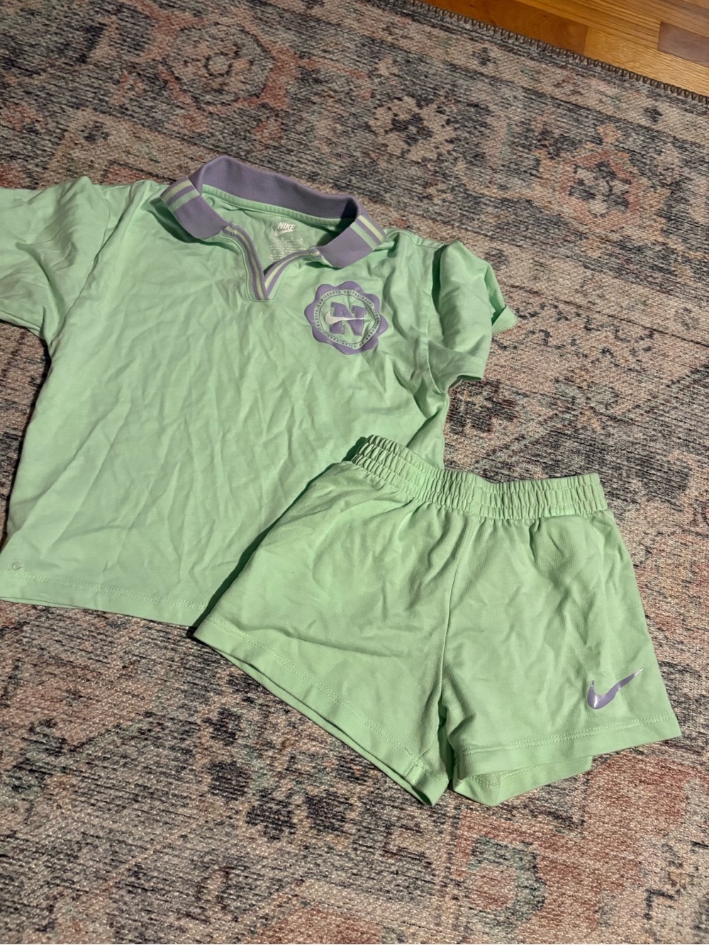 Nike Mint Green Polo Top and Shorts with Lavender Accents